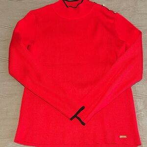 Calvin Klein Red Crewneck Sweater with Black Accents
